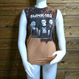 Blink-182 Customized Muscle Tank Brown and Tan T11